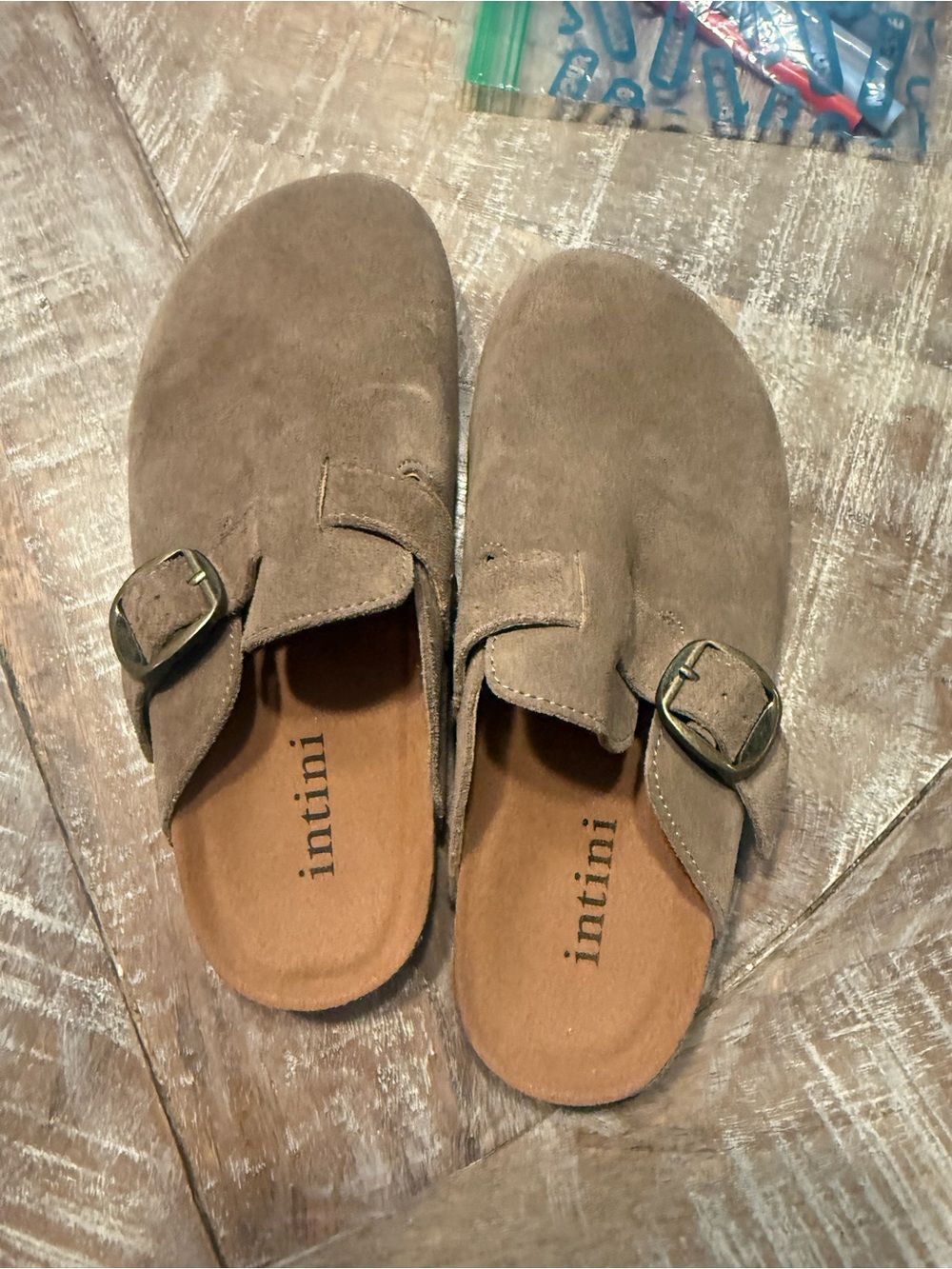 Girl’s Suede Slip-On Buckle Clog in Taupe, size 3